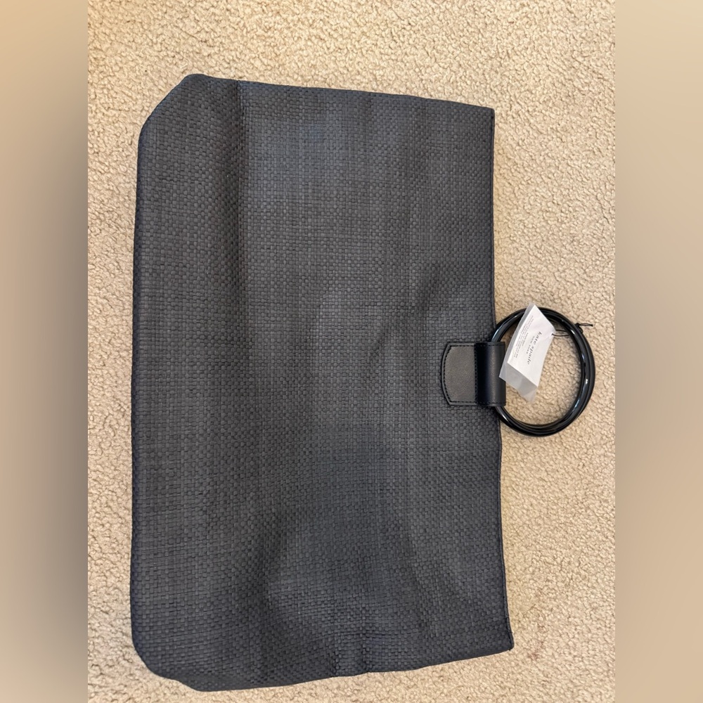 Black Woven Tote Bag with Circular Handles